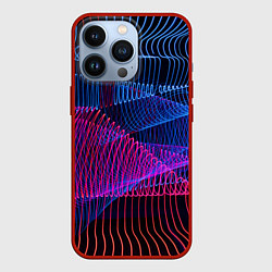 Чехол для iPhone 13 Pro Неоновые электронные волнообразные линии, цвет: 3D-красный