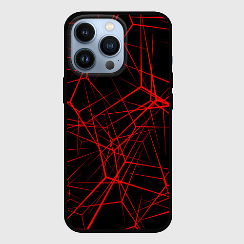 Чехол iPhone 13 Pro Intersecting red rays / 3D-Черный – фото 1