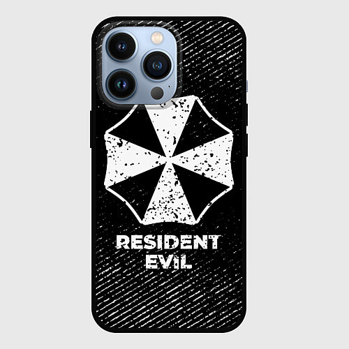 Чехол iPhone 13 Pro Resident Evil с потертостями на темном фоне / 3D-Черный – фото 1