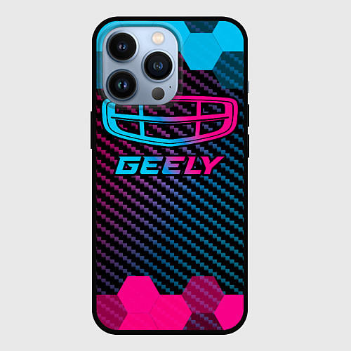 Чехол iPhone 13 Pro Geely - neon gradient / 3D-Черный – фото 1