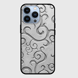 Чехол для iPhone 13 Pro Ажурный орнамент на поверхности металла, цвет: 3D-черный