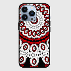 Чехол для iPhone 13 Pro Красно-черный калейдоскоп мандала, цвет: 3D-черный
