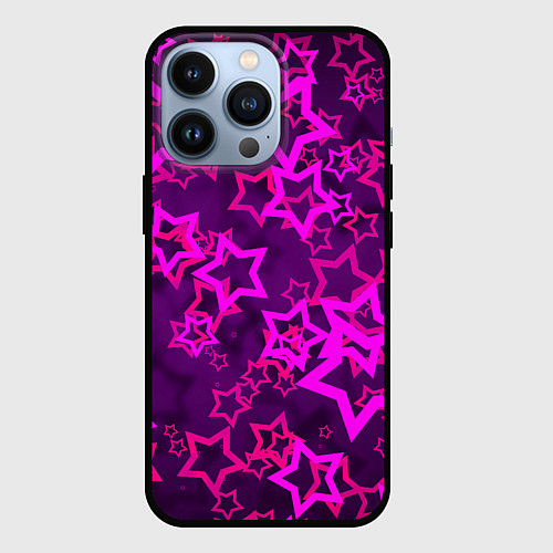 Чехол iPhone 13 Pro Purple stars / 3D-Черный – фото 1