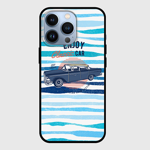 Чехол iPhone 13 Pro Enjoy blue classic car / 3D-Черный – фото 1