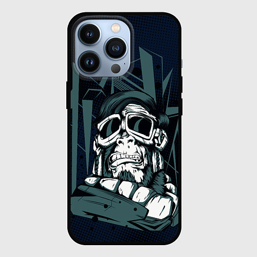 Чехол iPhone 13 Pro Страшная обезьяна -путешественник / 3D-Черный – фото 1