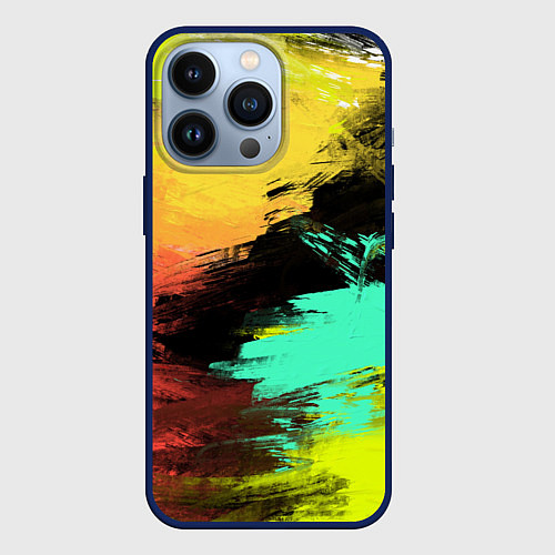 Чехол iPhone 13 Pro Яркий красочный гранж / 3D-Тёмно-синий – фото 1