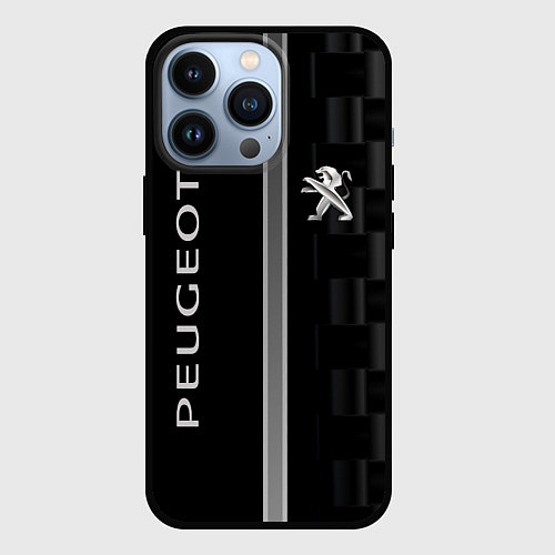 Чехол iPhone 13 Pro Peugeot карбон абстракция / 3D-Черный – фото 1