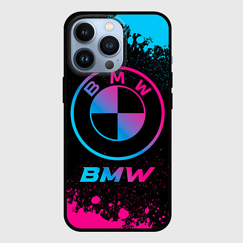 Чехол iPhone 13 Pro BMW - neon gradient / 3D-Черный – фото 1