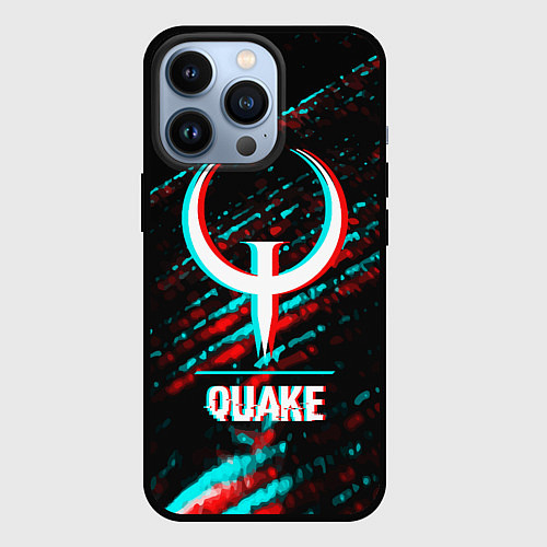 Чехол iPhone 13 Pro Quake в стиле glitch и баги графики на темном фоне / 3D-Черный – фото 1