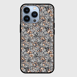 Чехол для iPhone 13 Pro Тигрово-леопардовый геометрический, цвет: 3D-черный
