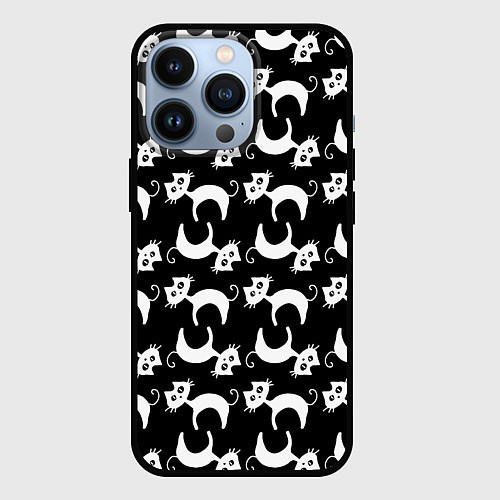 Чехол iPhone 13 Pro Крадущиеся Коты / 3D-Черный – фото 1