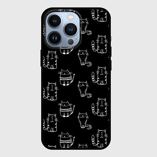 Чехол iPhone 13 Pro Полосатые Коты и Кошки / 3D-Черный – фото 1