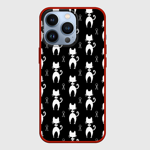 Чехол iPhone 13 Pro Кошка С Бабочкой Вид Сзади / 3D-Красный – фото 1