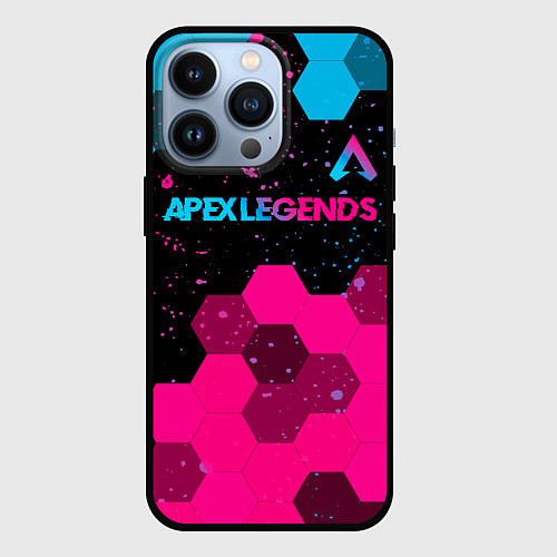 Чехол iPhone 13 Pro Apex Legends - neon gradient: символ сверху / 3D-Черный – фото 1