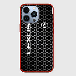 Чехол для iPhone 13 Pro Lexus соты карбон, цвет: 3D-красный