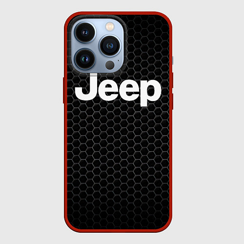 Чехол iPhone 13 Pro Jeep Соты / 3D-Красный – фото 1