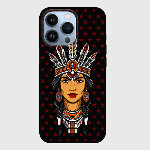 Чехол iPhone 13 Pro Женщина-индеец / 3D-Черный – фото 1