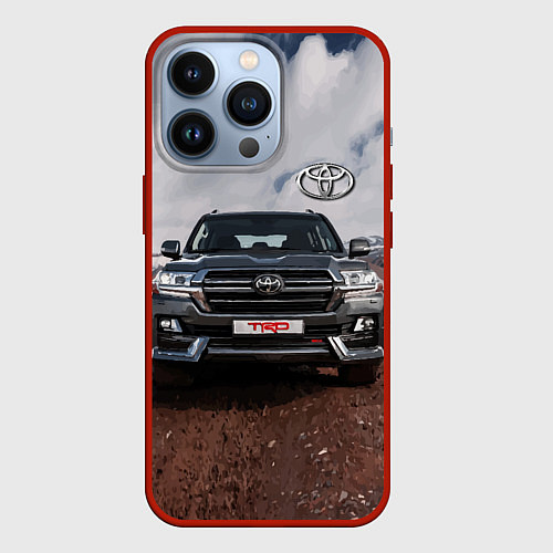 Чехол iPhone 13 Pro Toyota Land Cruiser in the mountains / 3D-Красный – фото 1