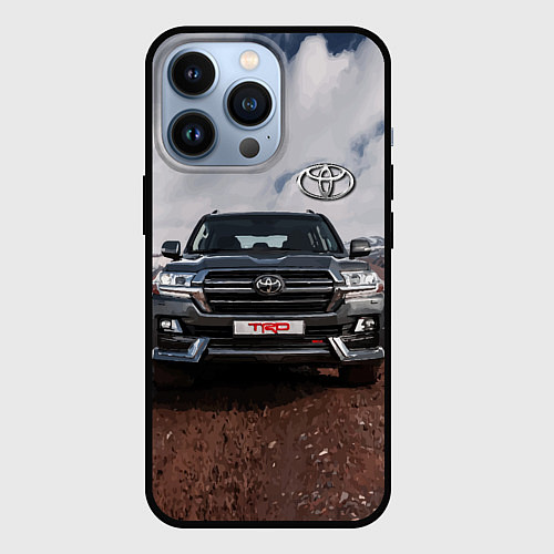 Чехол iPhone 13 Pro Toyota Land Cruiser in the mountains / 3D-Черный – фото 1