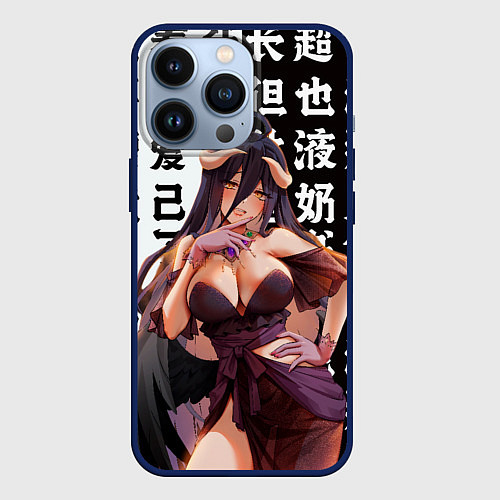 Чехол iPhone 13 Pro Альбедо - Повелитель тьмы аниме / 3D-Тёмно-синий – фото 1