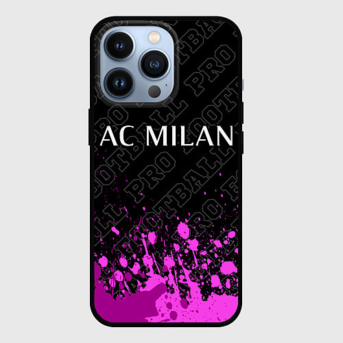 Чехол iPhone 13 Pro AC Milan pro football: символ сверху / 3D-Черный – фото 1