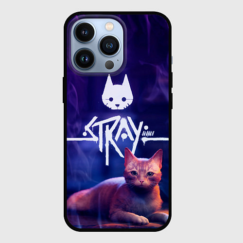 Чехол iPhone 13 Pro Stray кот - дымок - neon / 3D-Черный – фото 1