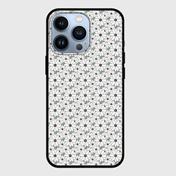 Чехол iPhone 13 Pro Белые ромашки на зеленом текстурированном фоне