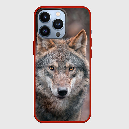 Чехол iPhone 13 Pro Волк с грустными глазами / 3D-Красный – фото 1