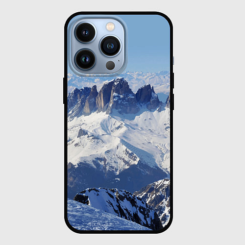 Чехол iPhone 13 Pro Гряда снежных вершин / 3D-Черный – фото 1