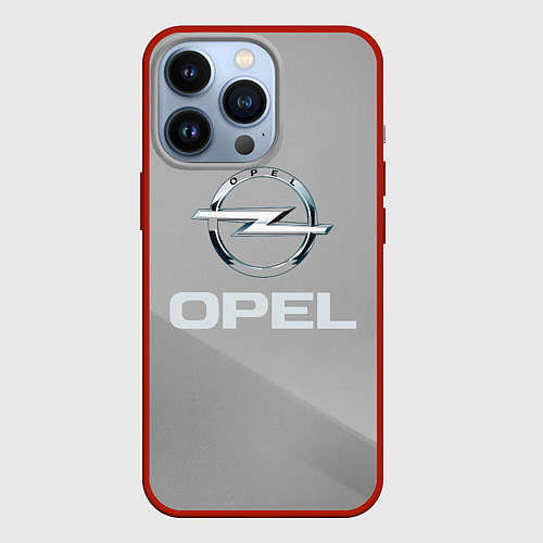 Чехол iPhone 13 Pro Opel - серая абстракция / 3D-Красный – фото 1