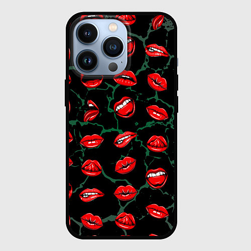 Чехол iPhone 13 Pro Дерзкие губки / 3D-Черный – фото 1