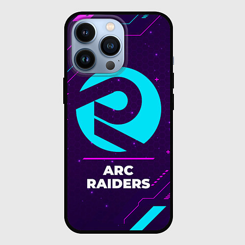 Чехол iPhone 13 Pro Символ ARC Raiders в неоновых цветах на темном фон / 3D-Черный – фото 1