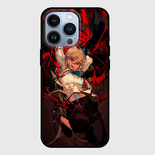 Чехол iPhone 13 Pro Паэур - Человек-бензопила / 3D-Черный – фото 1