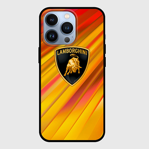 Чехол iPhone 13 Pro Lamborghini - яркая абстракция / 3D-Черный – фото 1