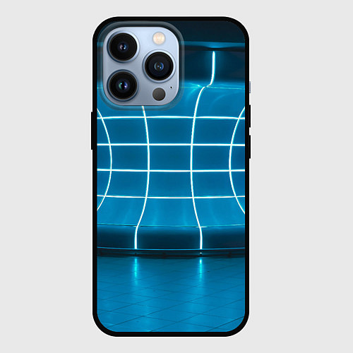 Чехол iPhone 13 Pro Абстрактная панель неоновых голубых фонарей / 3D-Черный – фото 1