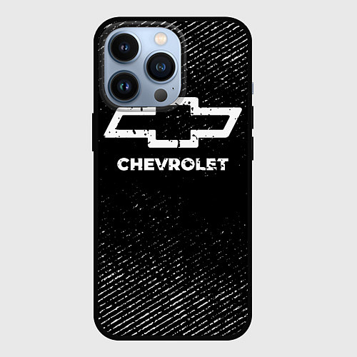 Чехол iPhone 13 Pro Chevrolet с потертостями на темном фоне / 3D-Черный – фото 1