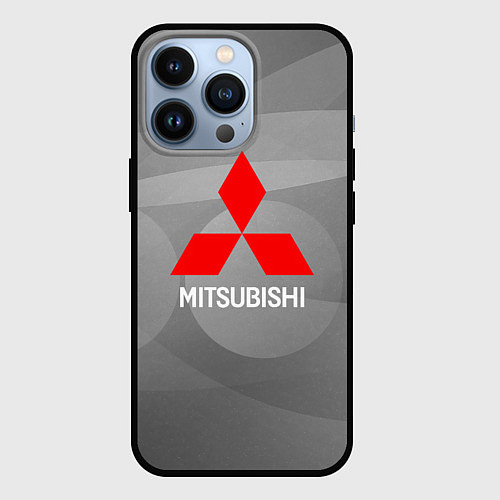 Чехол iPhone 13 Pro Mitsubishi - серая с кружочками абстракция / 3D-Черный – фото 1