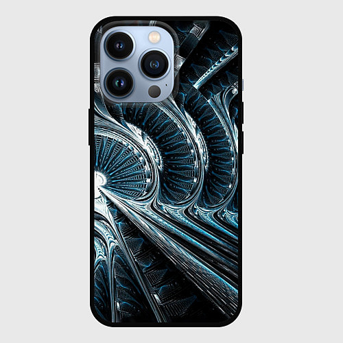 Чехол iPhone 13 Pro Кибернетический абстрактный тоннель / 3D-Черный – фото 1