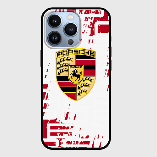 Чехол iPhone 13 Pro Porsche - паттерн / 3D-Черный – фото 1