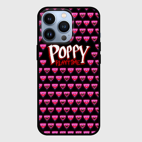 Чехол iPhone 13 Pro Poppy Playtime - Kissy Missy Pattern - Huggy Wuggy / 3D-Черный – фото 1