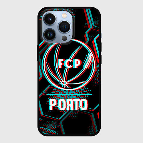 Чехол iPhone 13 Pro Porto FC в стиле glitch на темном фоне / 3D-Черный – фото 1