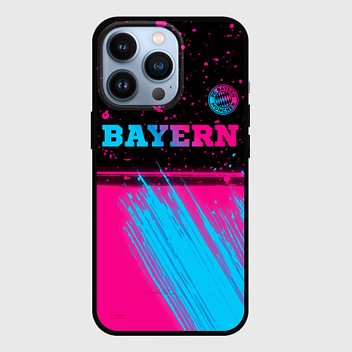 Чехол iPhone 13 Pro Bayern - neon gradient: символ сверху / 3D-Черный – фото 1