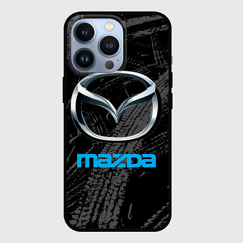 Чехол iPhone 13 Pro Mazda - следы шин / 3D-Черный – фото 1