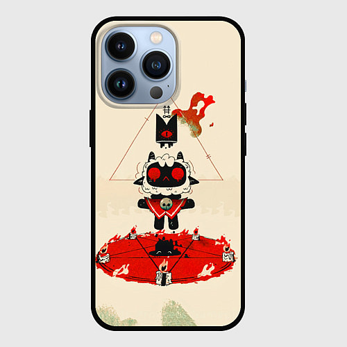 Чехол iPhone 13 Pro Cult of the lamb art / 3D-Черный – фото 1