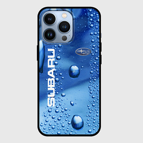 Чехол iPhone 13 Pro Subaru - капли / 3D-Черный – фото 1