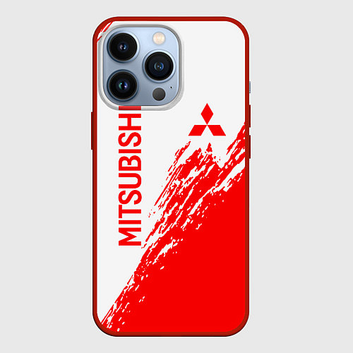 Чехол iPhone 13 Pro Mitsubishi - красная текстура / 3D-Красный – фото 1