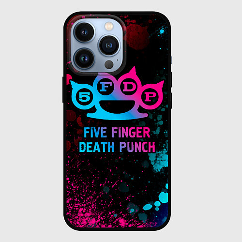 Чехол iPhone 13 Pro Five Finger Death Punch - neon gradient / 3D-Черный – фото 1