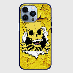 Чехол для iPhone 13 Pro Скелет Барта Симпсона разрывает штукатурку стены, цвет: 3D-тёмно-синий