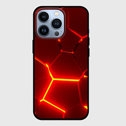Чехол iPhone 13 Pro Красные неоновые геометрические плиты