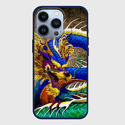 Чехол для iPhone 13 Pro Разноцветный Японский Дракон, цвет: 3D-тёмно-синий